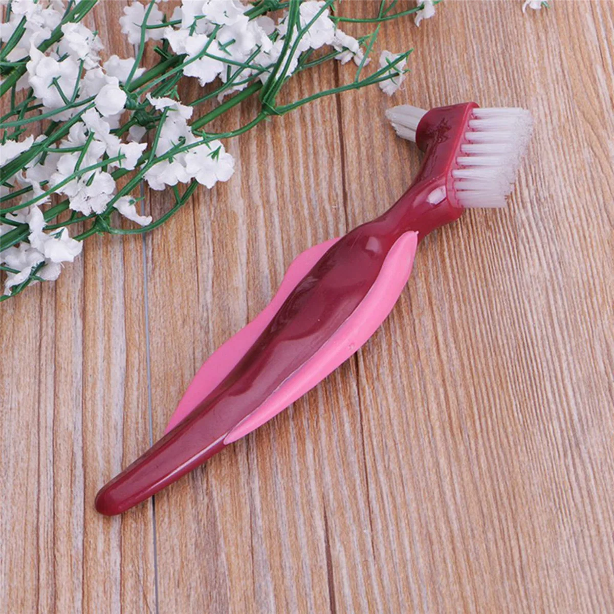 AT77 2 шт. Жесткая щетка премиум-класса для зубных протезов, щетка для чистки, многослойная щетина и портативная двухсторонняя щетка для протезов