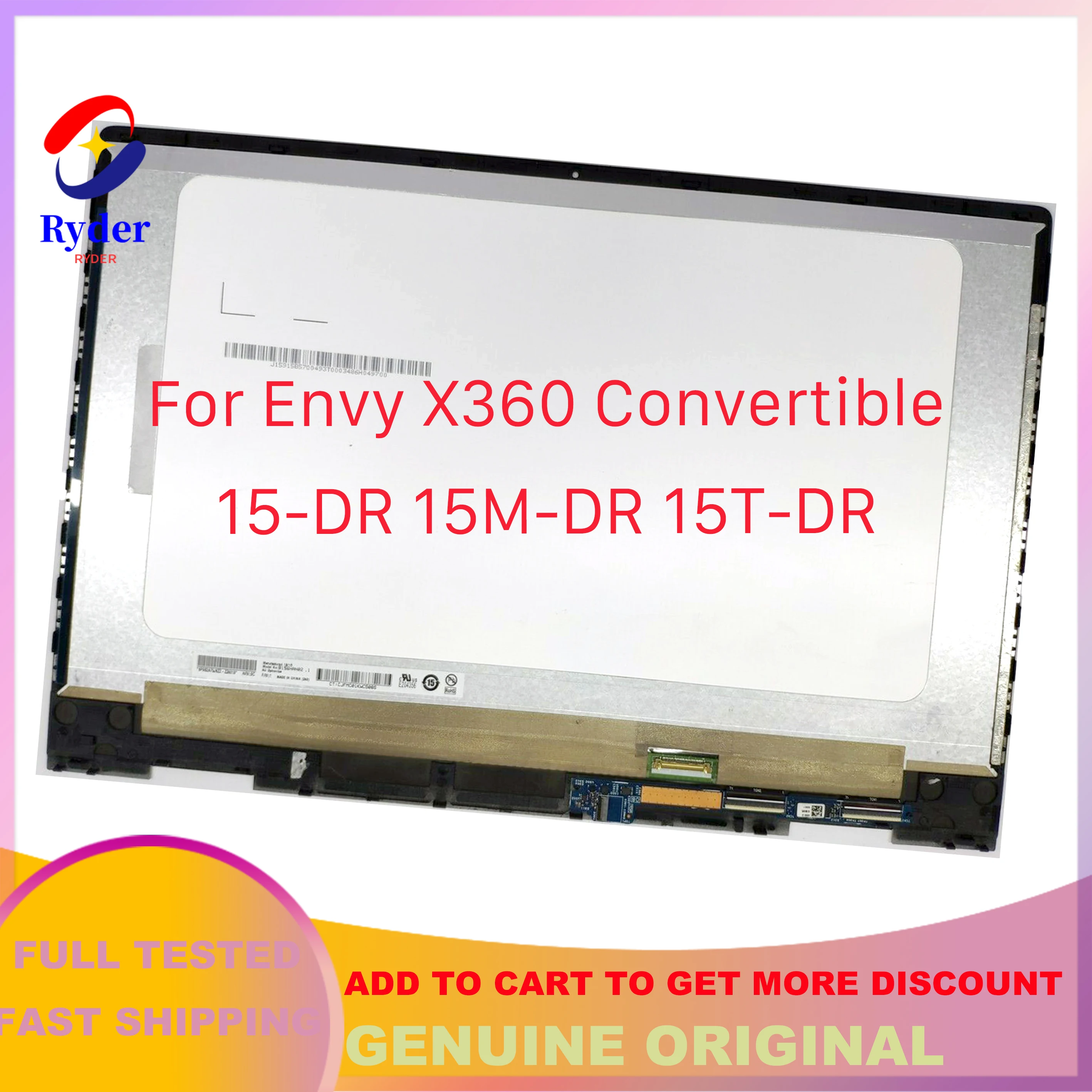 Original 15.6'' LCD Display Panel Touch Screen Glass Digitizer Replacement Assembly For HP Envy x360 15-DR 15-dr0994nz 15M-DR