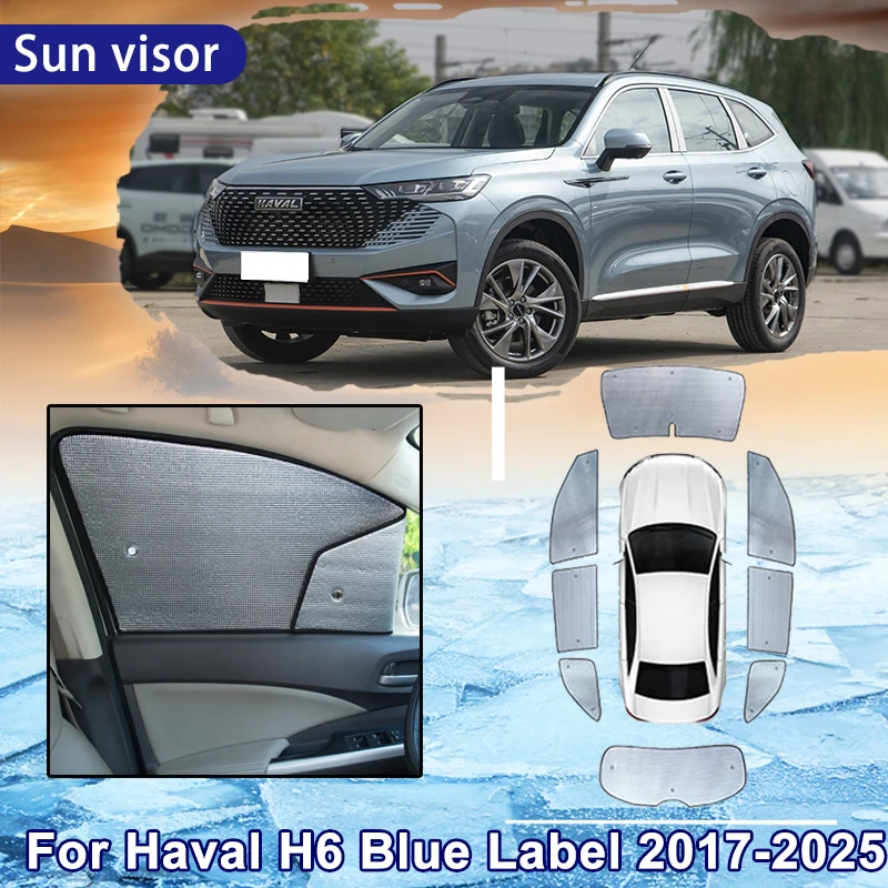 Auto Sonnenschutz für haval h6 blau Etikett 2017 ~ 2025 mk2 Auto volle Abdeckung Sonnenschutz Windschutz scheibe Seiten fenster Sonnenschutz