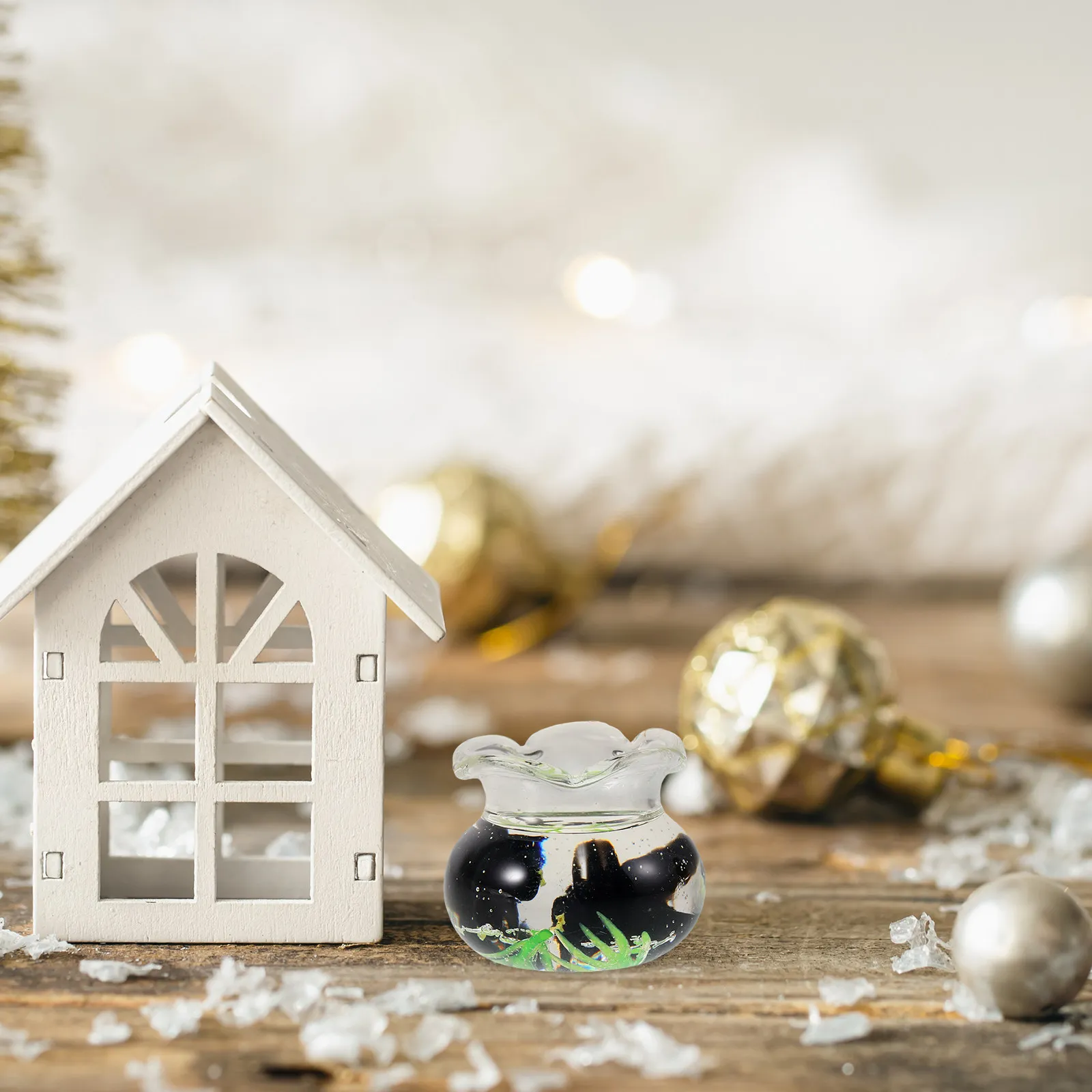 

Miniature Resin Fish Bowl Decor for Dollhouse Scenes Realistic Tiny Aquarium with Lifelike Fish and Plants Easy Setup Micro