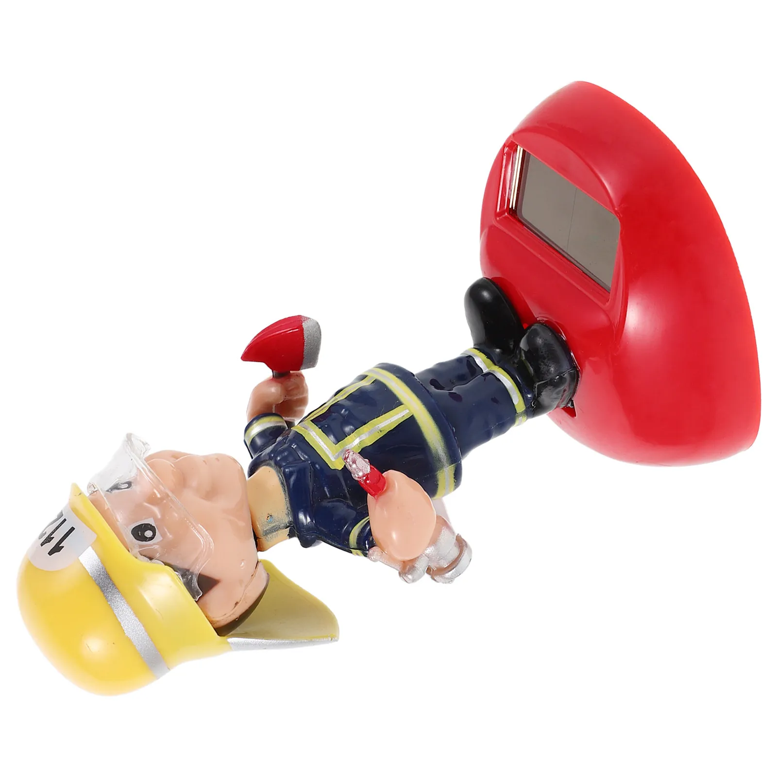 Firefighter Solar Figure Cute Cartoon Solar Powered Swinging Fireman Car Dashboard Ornament Car Interior Decoration