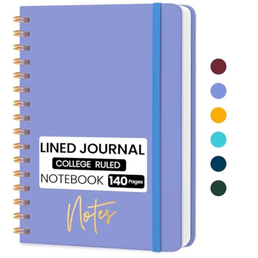 

Lined Spiral Journal Notebook, A5 College Ruled Notebook for Journaling, Note-Taking, and Daily Planning, Durable Hardcover wit