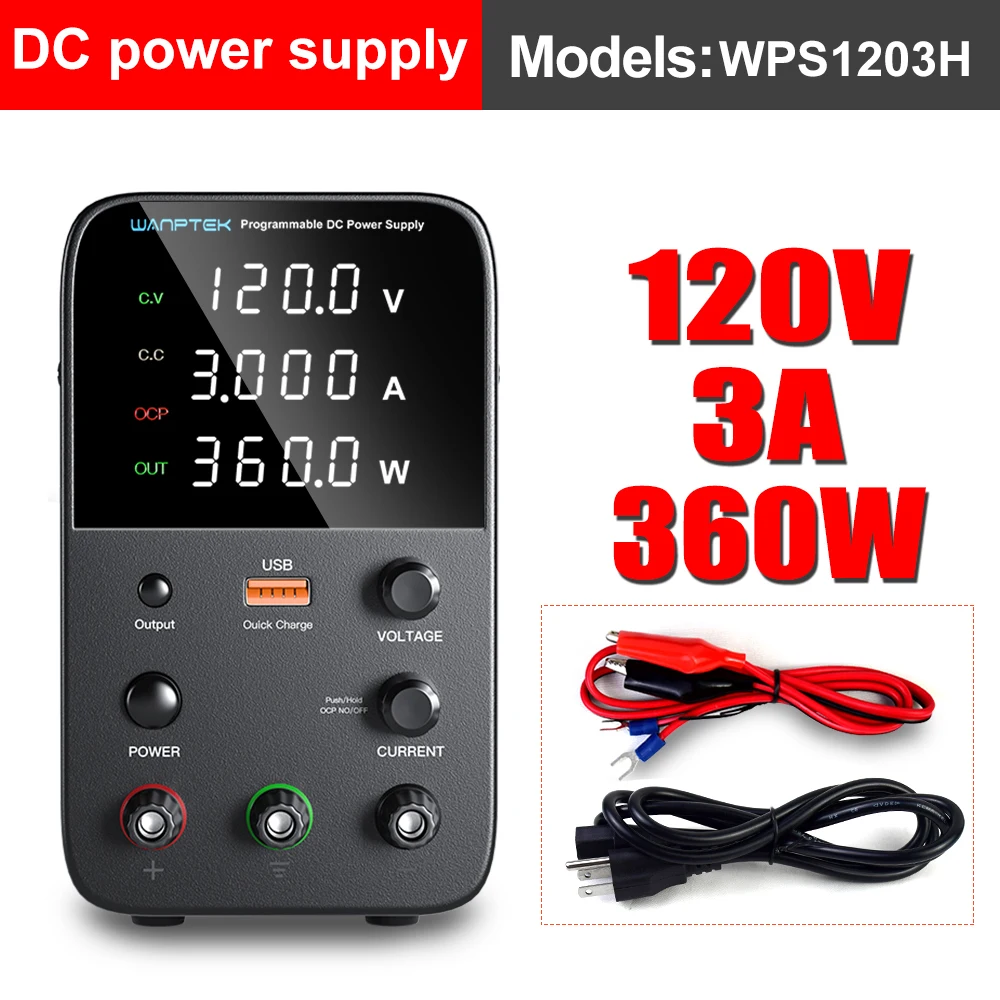 Wanptek 30V 10A DC Voeding Verstelbare Digit Display Laboratorium Stroombron Bench Desktop Voeding 60V 5A 120V 3A