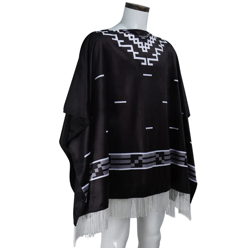 الأحمر الميت الفداء تأثيري كلينت ايستوود المعطف كاوبوي سيرابي ازتيك نمط الرجال الأسود مهدب شال كيب عباءة قبعة الدعائم مرحبا #2