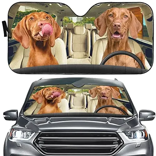 MEILISA Funny Vizsla parabrezza anteriore parasole, Vizsla Dog Driving parasole automatico, visiera parasole per Auto per camion SUV Block raggi UV