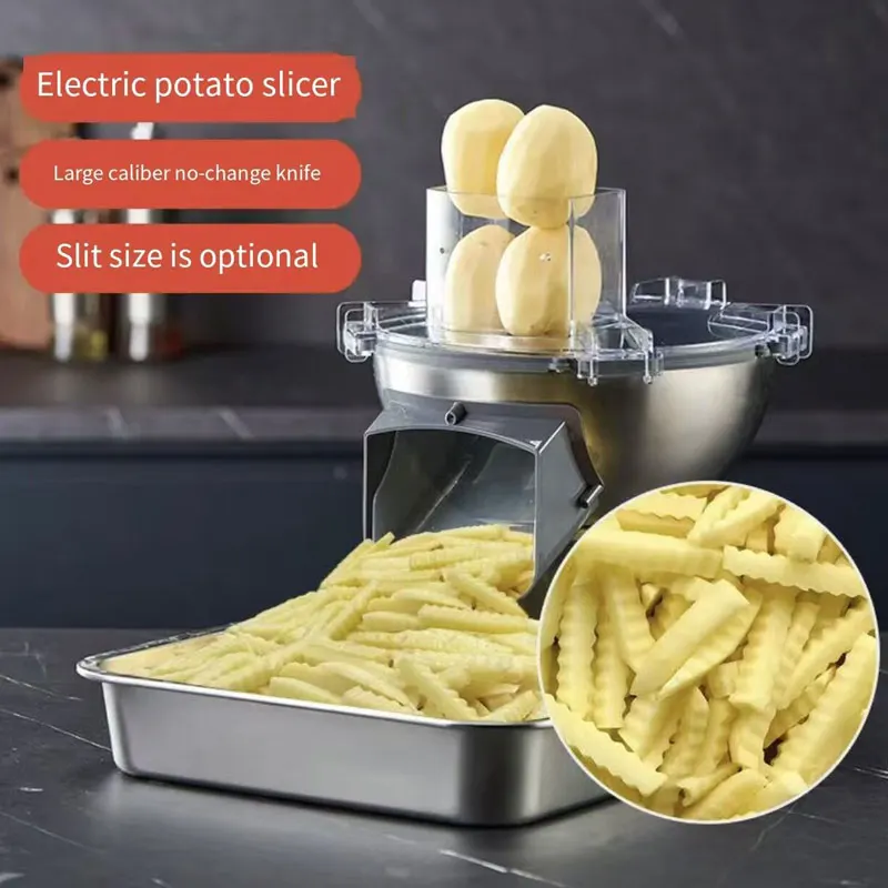 ماكينة القلي الفرنسية الكهربائية قطاعة الخضراوات المنزلية التجارية قطاعة البطاطس مناسبة للجزر والتفاح والخيار معالج الطعام