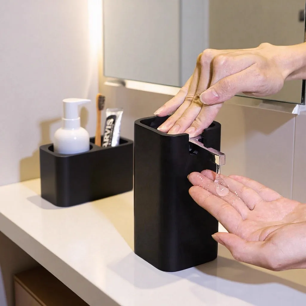 Resin soap dispenser bathroom sink toothbrush holder storage box press-type hand sanitizer liquid dispensing bottle  dispenser