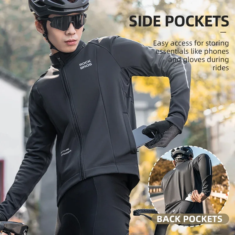 ROCKBROS Fleece Cycling Jersey Winter Long Sleeve MTB Viking Clothing Autumn Mountain Road Bicycle Top Jacket Windproof Clothes