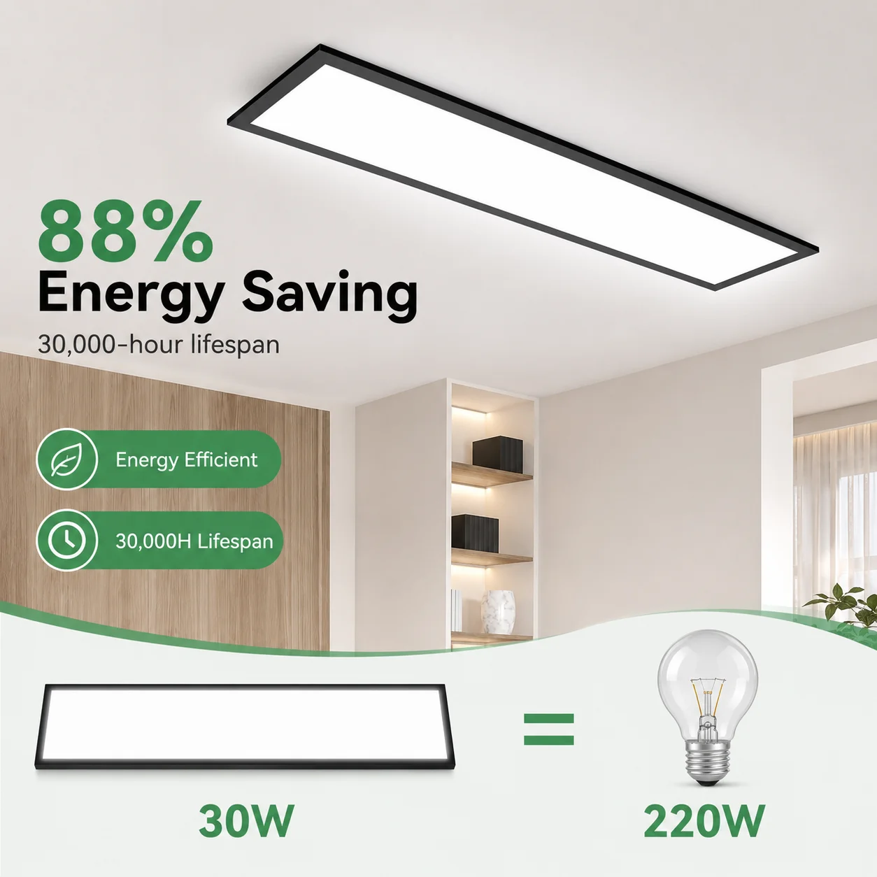 Obrázek 8: 3ks LED strop panel světel 30w 100x25cm 3000K-6500K stepless stmívání s daleký ovládání ultra-slim strop lamp