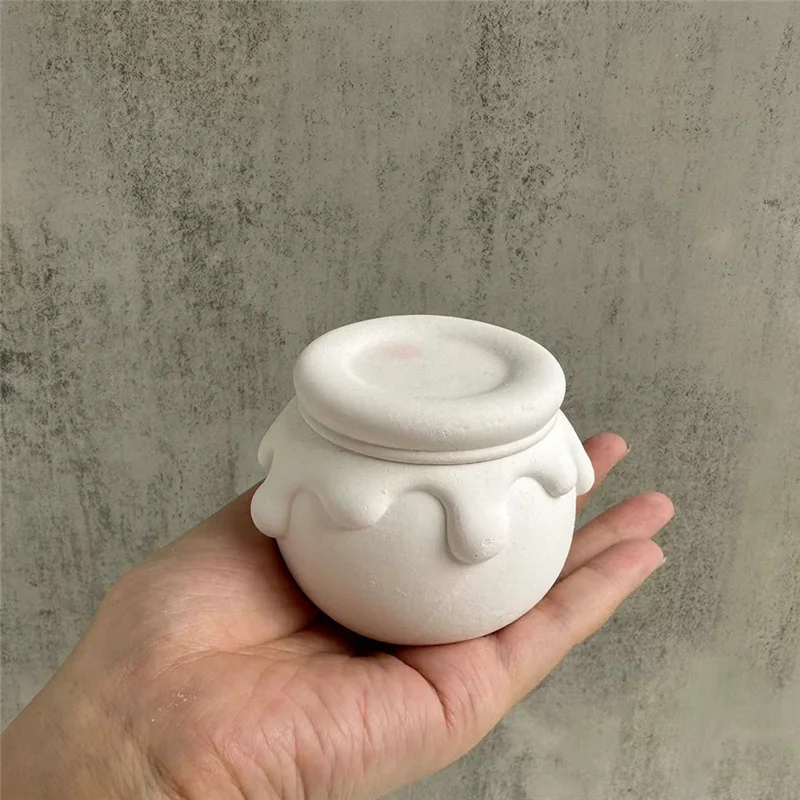 

-PQWN DIY банка для меда, силиконовая форма, гипсовая коробка для свечей с крышкой, форма для рукоделия, контейнер для хранения ювелирных изделий ручной работы, форма для цемента из смолы D