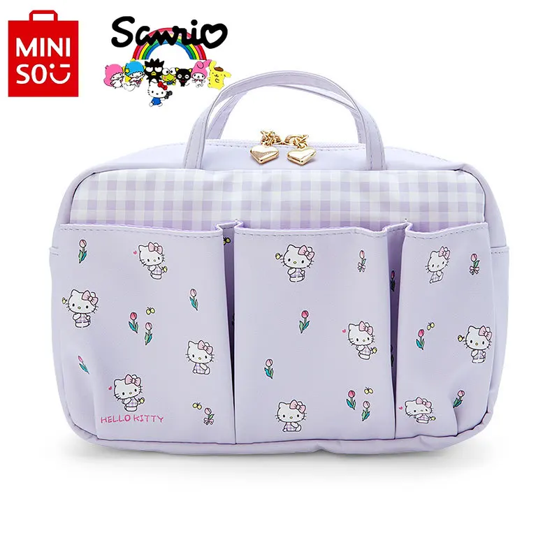 MINISO Women's Handbag Fashionable High Quality Women's Makeup Bag Cartoon Large Capacity Women's Multi Functional Storage Bag