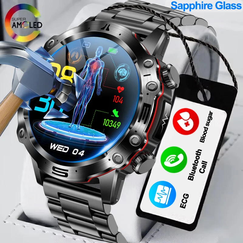 2024 New AI Medical Diagnosis Blood Fat Uric Acid Bluetooth Call Blood Glucose Smart Watch ECG+PPG Monitoring Health Smartwatch