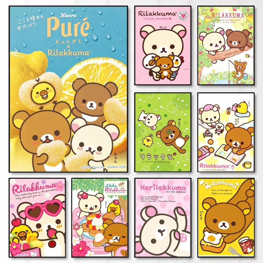 brand Rilakkuma Poster Wall Posters Art Print HD Print Self-Adhesive Waterproof Wall Stickers Room Decoration