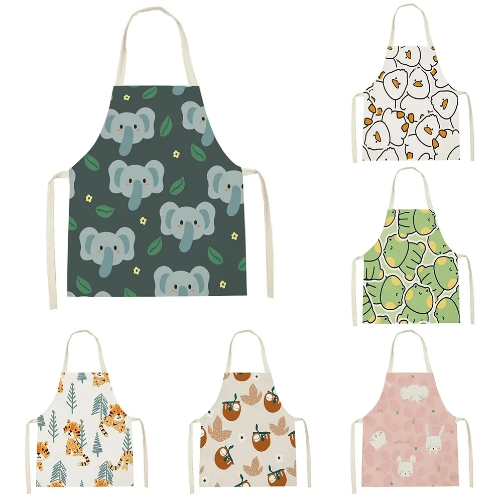 Cartoon Elephant Tiger Kitchen Apron Clean Cute Alligator Animal Aprons Home Cooking Baking Kitchen Women Baking Adult Kids Bib