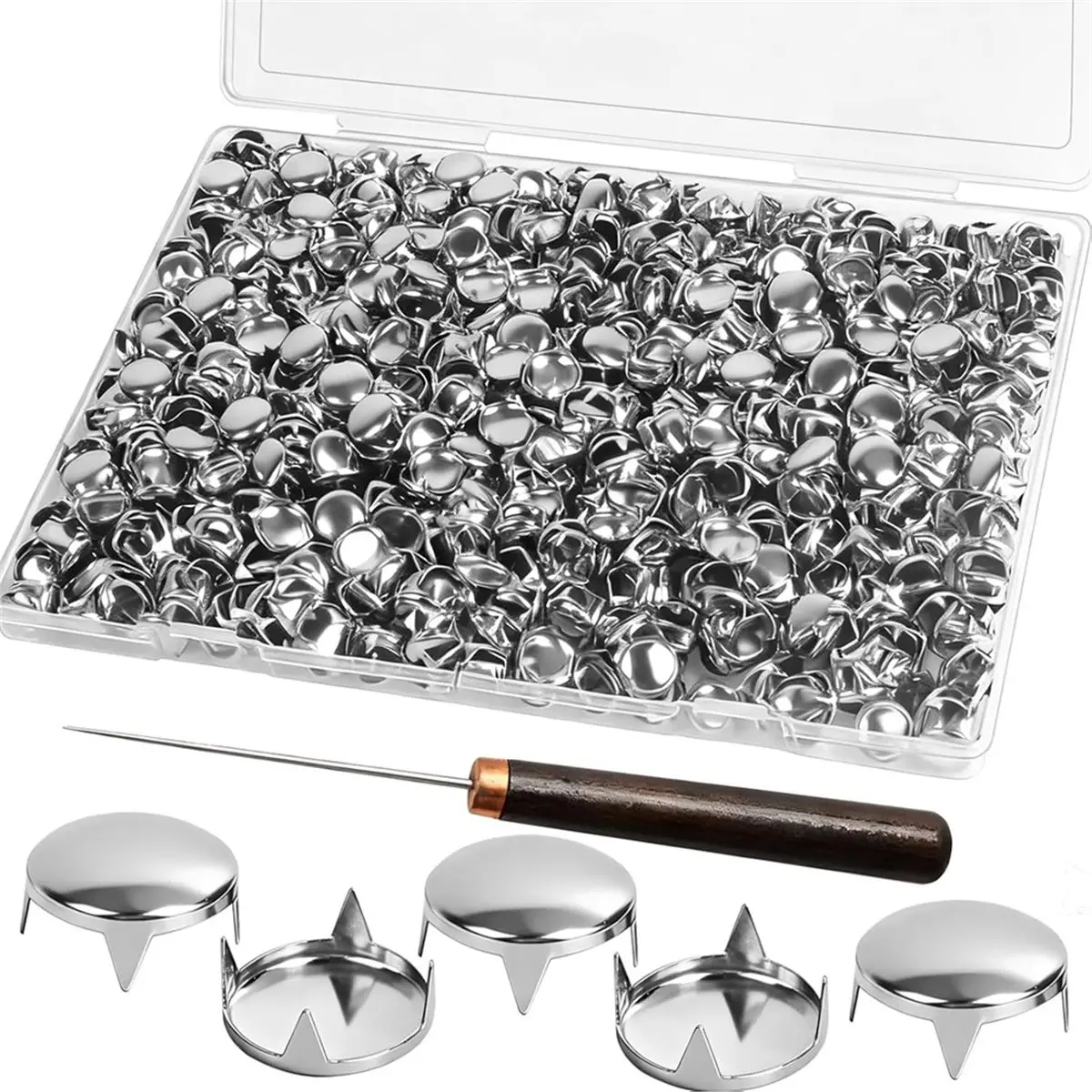 Budget-Friendly-1000 Pieces 12 mm Round Dome Studs for Clothing, Silver Studs for Clothing, Punk Spikes for Clothes, Bag, Leathe