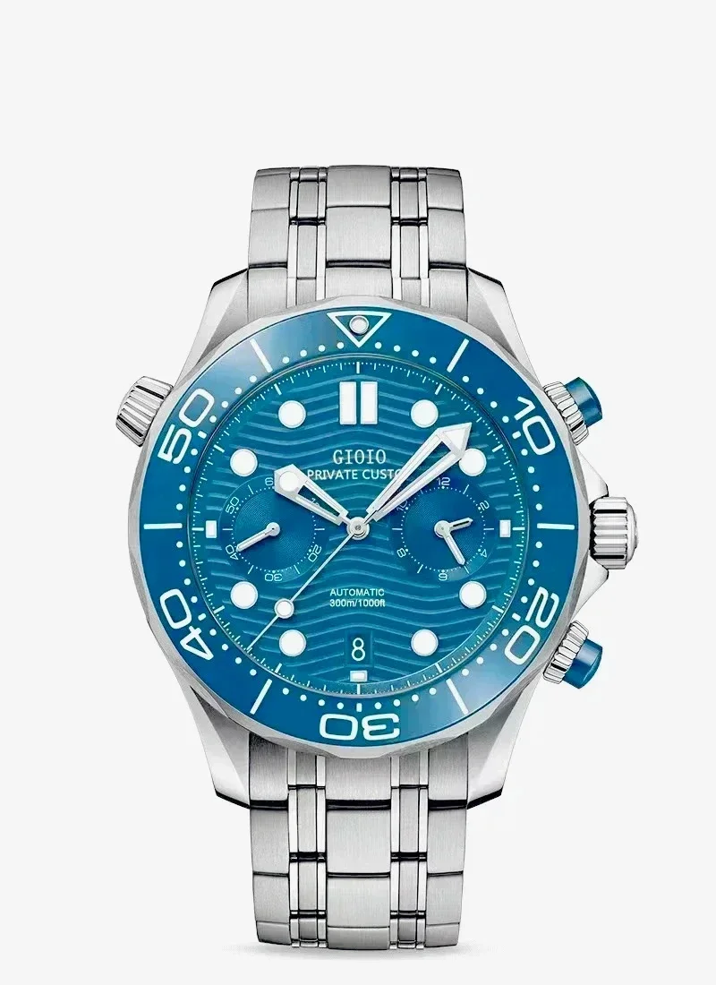 Sport Casual Mens Mechanical Watches 44mm Big Black Ceramic Bezel Polished Steel Build Automatic Movement Sturdy Canvas Strap