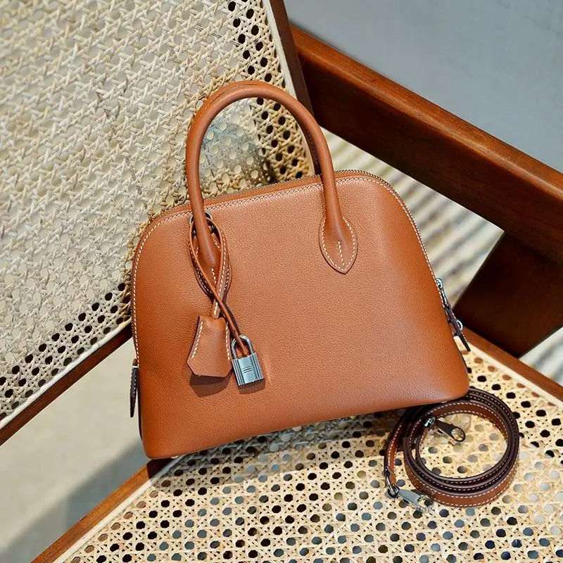 

2025 New Bolide Bowling Bag ell Handbag Top Layer Cowhide Genuine Leather Versatile Crossbody ell Bag Soft oulder Bag