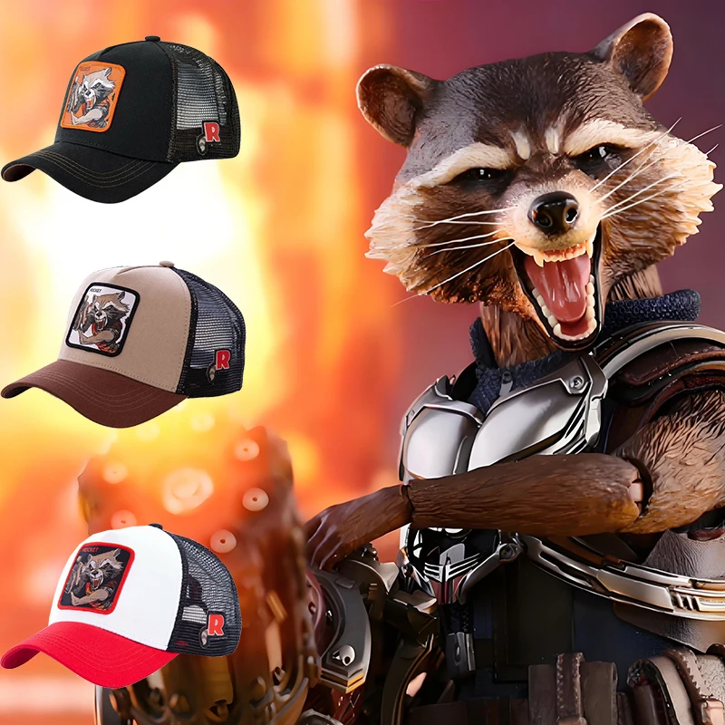 

Disney Guardians of the Galaxy Breathable Baseball Cap Men Cute Rocket Raccoon Unisex Hat Women Fashion Sunshade Peaked Cap Girl