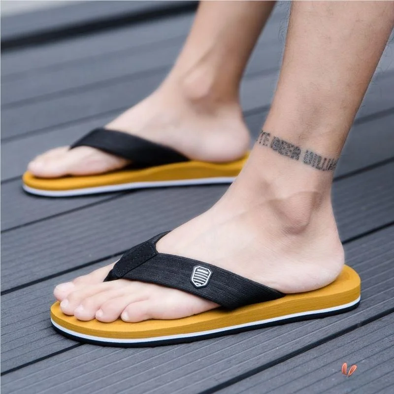 Casual Men's Bathroom Slippers Korean Style Flat Sandals Wear Resistant EVA Material Beach Suitable Comfortable All-Match Sli...