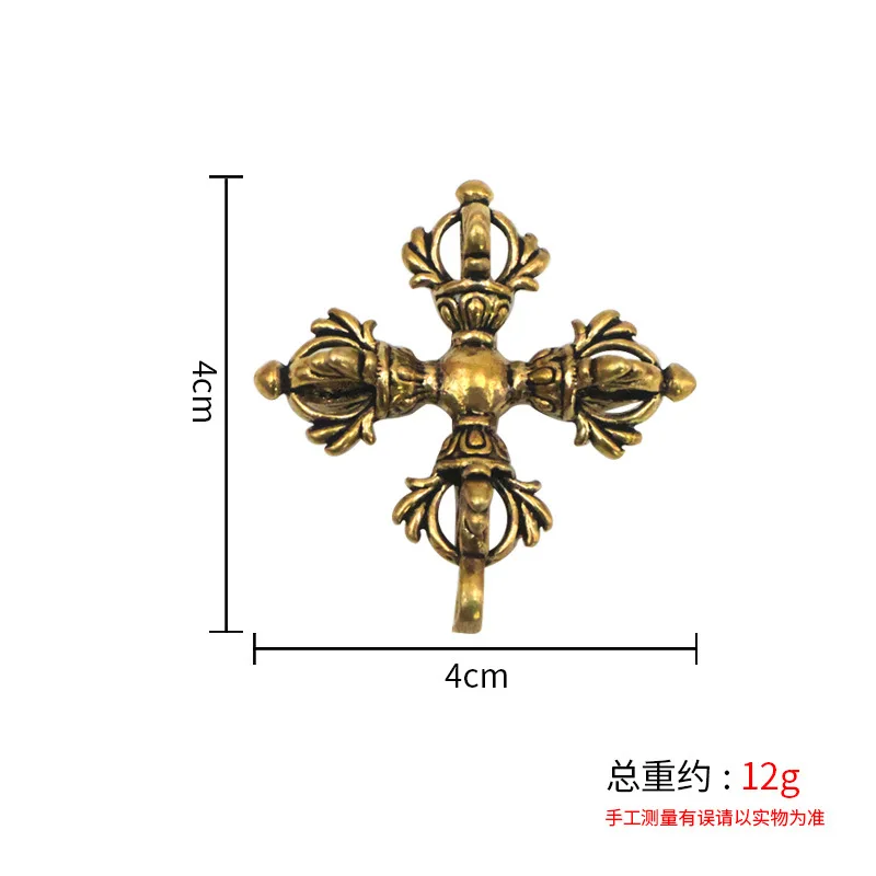 Handmade Brass Cross Vajra, A Religious Amulet For Protection Safety, A Protective Talisman, And A Decorative Item