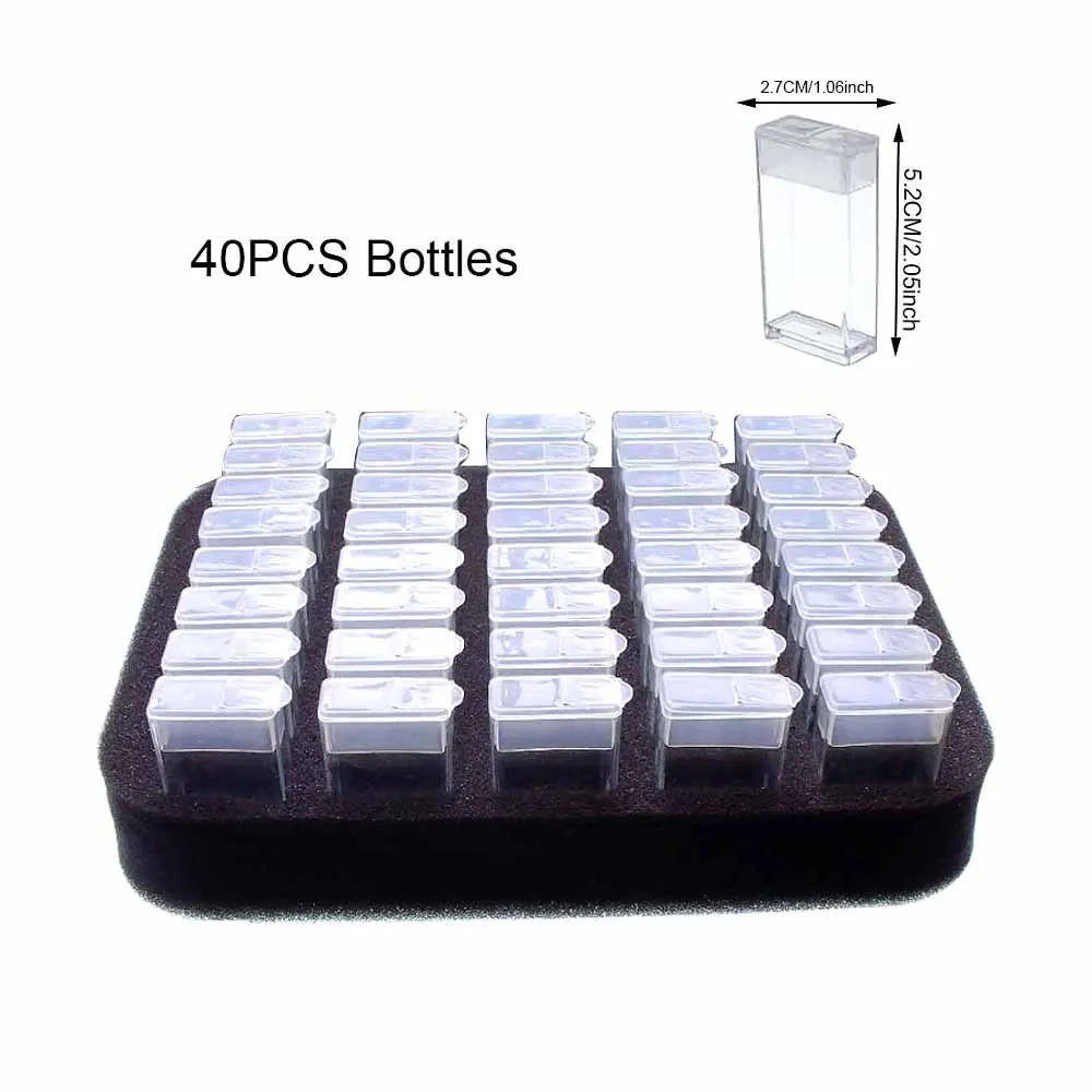 Diamond painting tools storage box transparent rice beads small box nail art divided diamond bottle in spong 30/40/60/80PCS