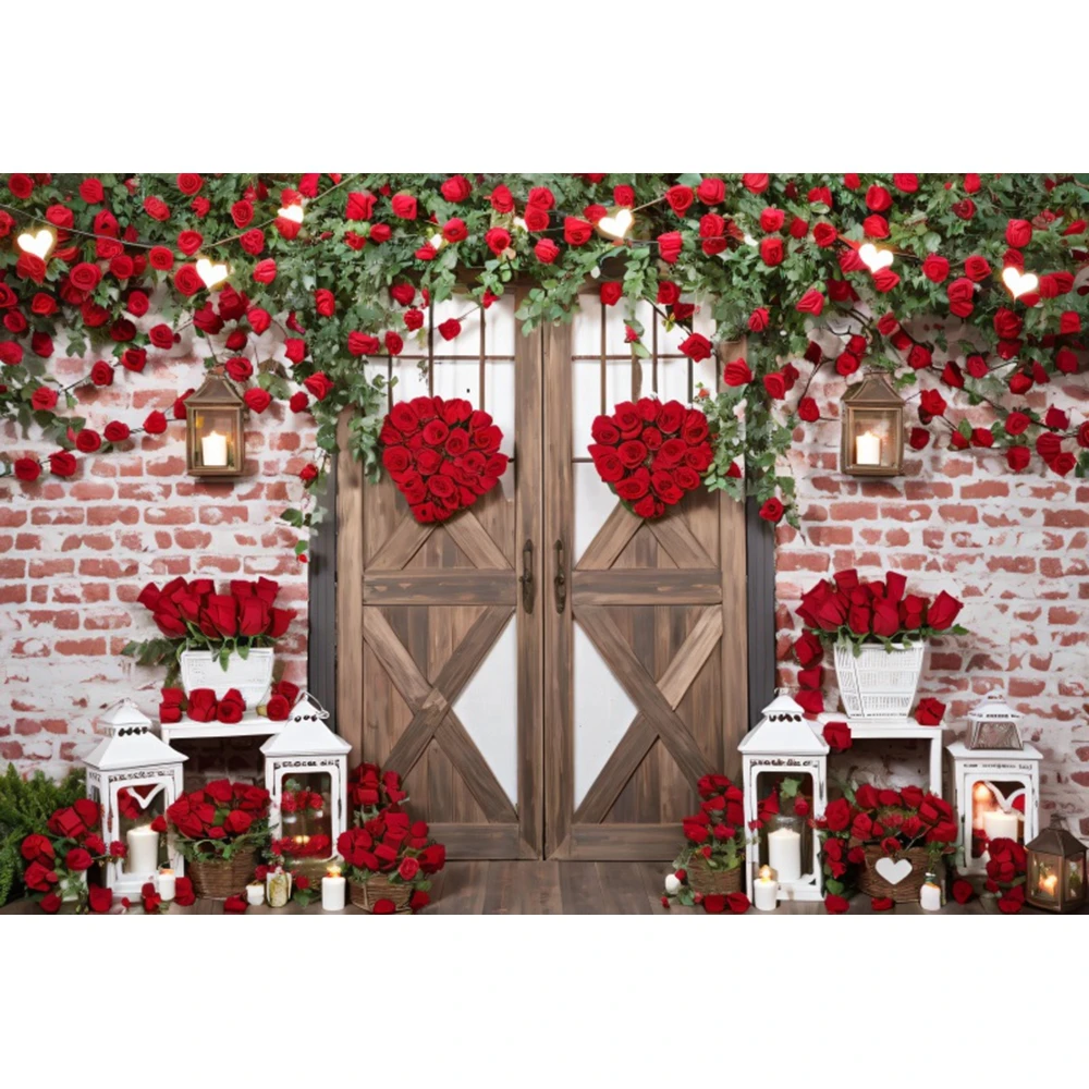 February 14 Valentine\'s Day Backdrops Photography Rose Flowers Couple Anniversary Portrait Background Party Decor Photo Studio