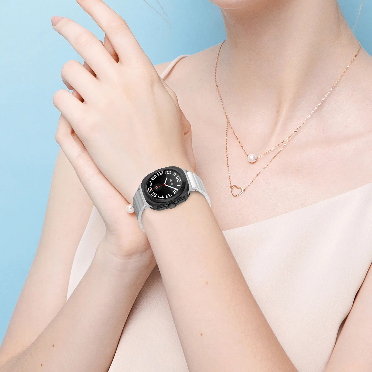 삼성 갤럭시 워치 7 울트라 47mm용 메탈 팔찌, 스테인리스 스틸 스트랩 손목 밴드, 삼성 워치 7 교체 가능한 밴드