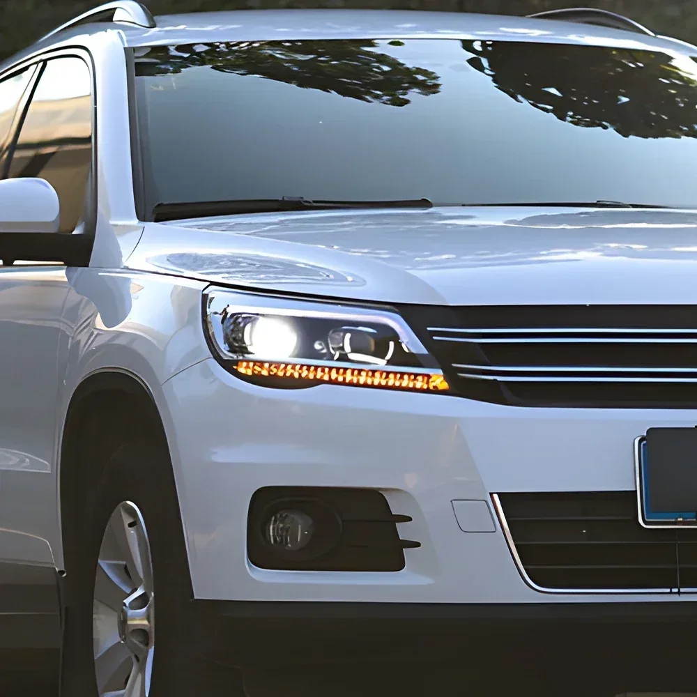 

Для 2009-2012 VW Tiguan автомобильные фары обновление высокой настройки линзы проектора B8 стиль аксессуары светодиодные автомобильные фары в сборе
