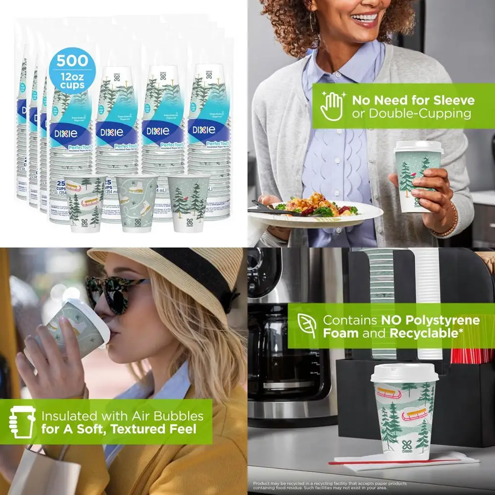 

Изолированные праздничные бумажные кофейные чашки на 12 унций, зимний веселый дизайн, ограниченный выпуск, 500 шт.