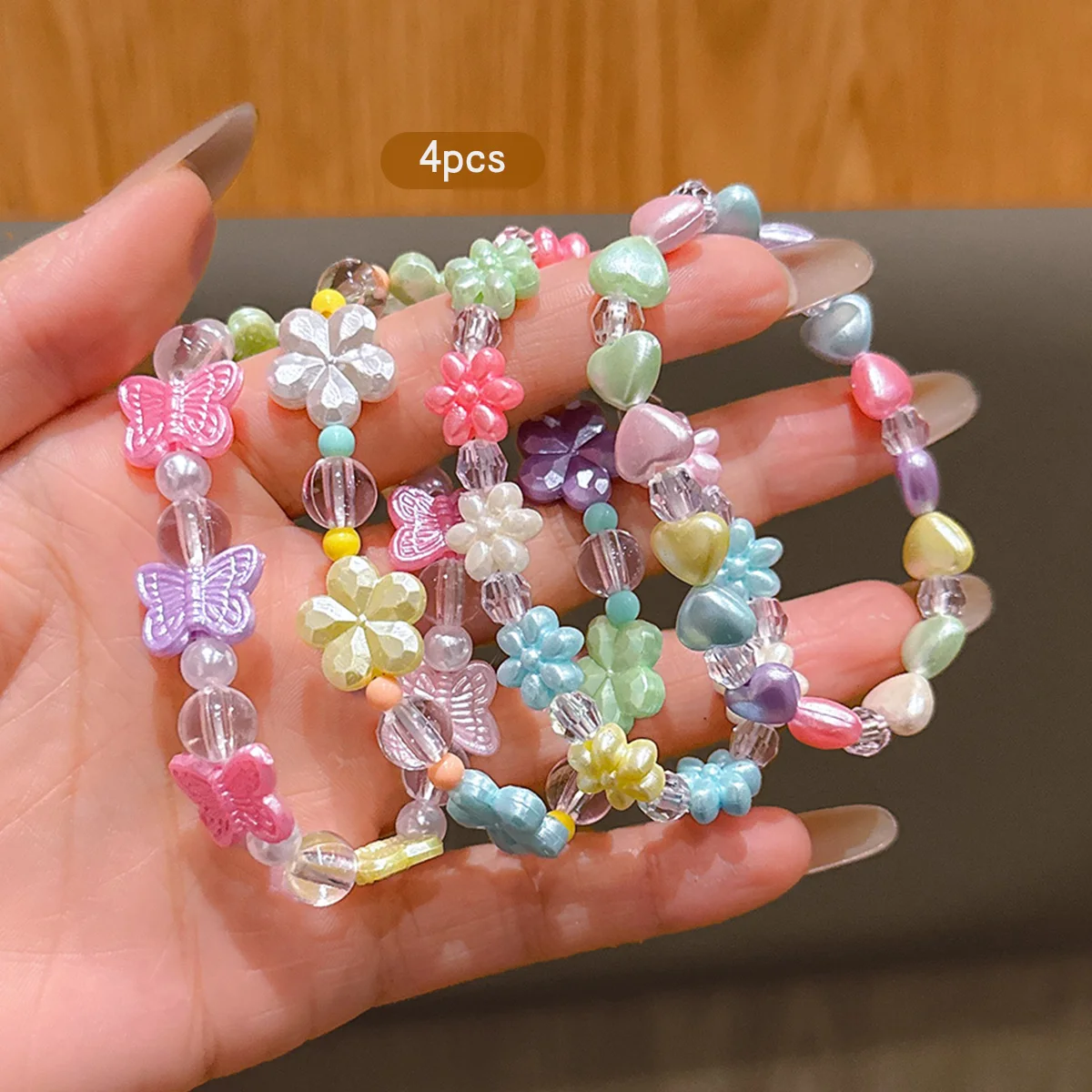 4 colorful flower butterfly bracelets for outdoor outings, paired with simple and cute outfits