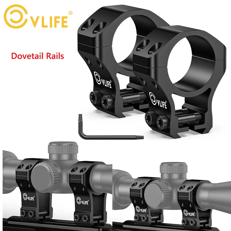 

CVLIFE 1 Inch Dovetail Scope Rings 2 Pieces See Through Base Fit 3/8 Inch 11mm Dovetail Rails Rifle Scope Mount Height 1.2 1.58