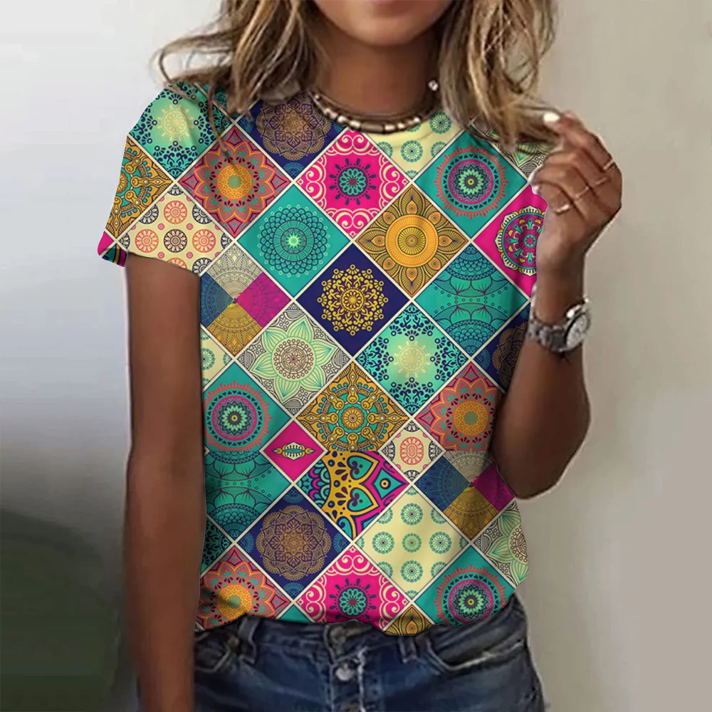 

Checkered Print Women's T-Shirt Print Fashion O-Neck Short Sleeve Tees Tops Women's Casual Daily Loose T-Shirt Y2k Clothing