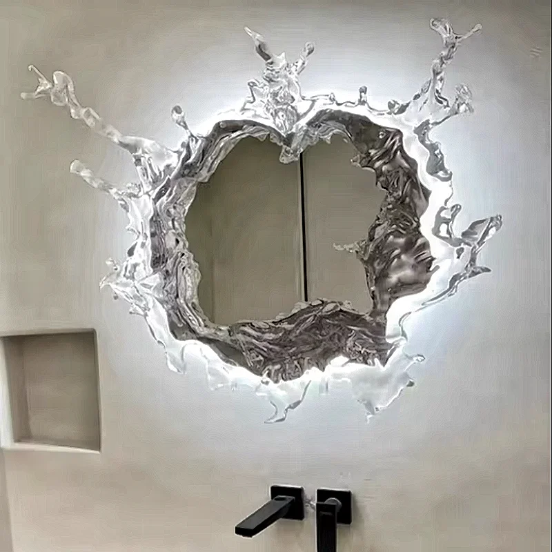

Water droplet dreamy dressing mirror Ruishui Mirror Hotel Villa Homestay foyer decoration Water flower mirror wall lamp