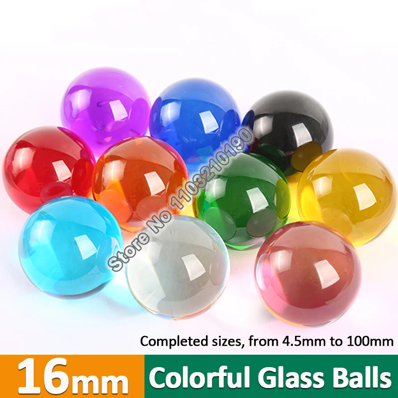 

1-10pcs 16mm Color Glass Balls Crystal Ball Ornaments Photography Decorative Spheres Fish Tank Ball Clear/Yellow/Green/Blue/Red
