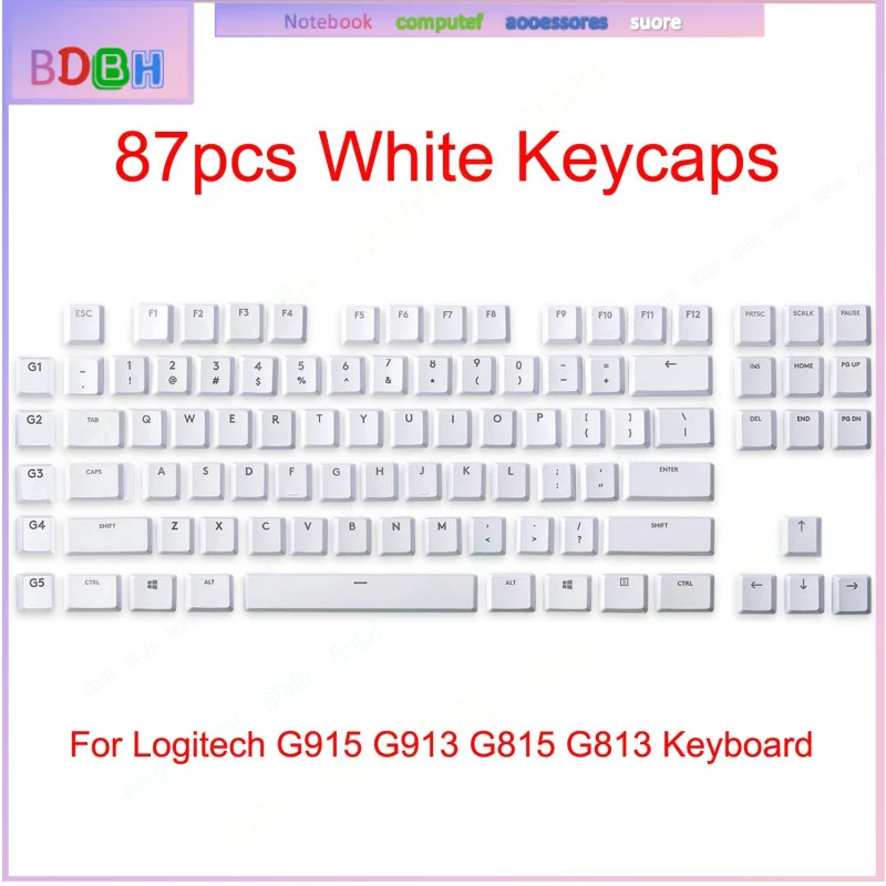Full set Keycaps G915 TKL 87 White For Logitech G813 G913 G815 G915 Keyboard