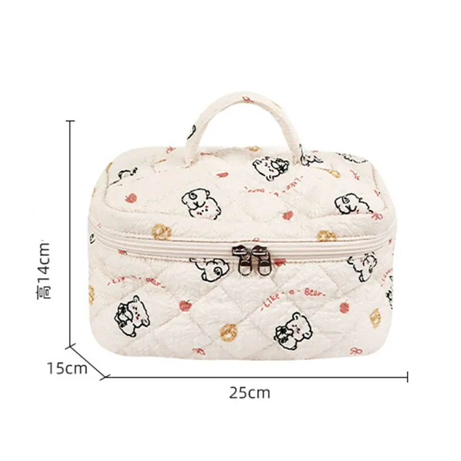 Cute Cartoon Women's Cosmetic Bags Large Capacity Travel Ladies Makeup Case Wash Storage Bag Portable Female Quilted Handbags