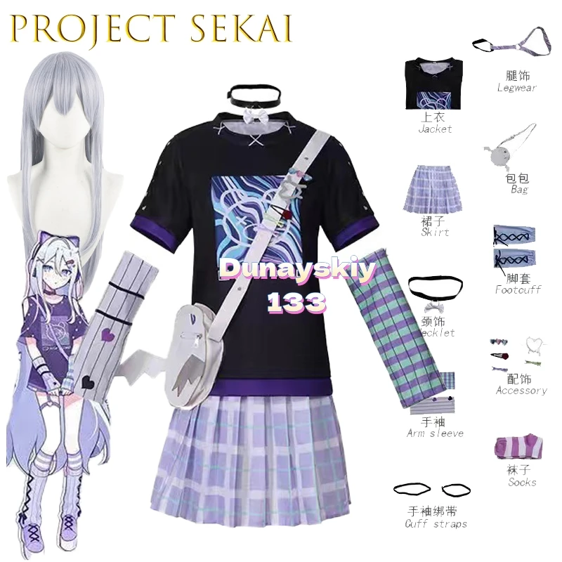 أزياء أنيمي مشروع Sekai الملونة للمسرح التأثيري مع Shinonome Ena Akiyama Mizuki Yoisaki Kanade Halloween