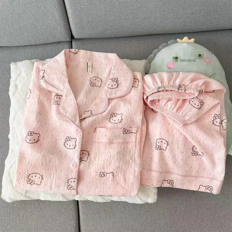 new Women's Japanese Sweet Short-Sleeved Shorts Sleeping Suit Cardigan Home Wear Student Summer New Soft Fashion Two-Piece Set