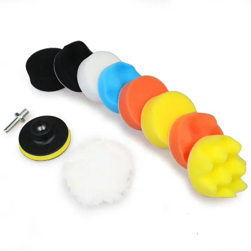 3inch 11pcs Car Beauty Set Electric Drill Polishing Sponge Plate Set Imitation Plush Waxing Angle Grinding Cleaning Sponge Wheel