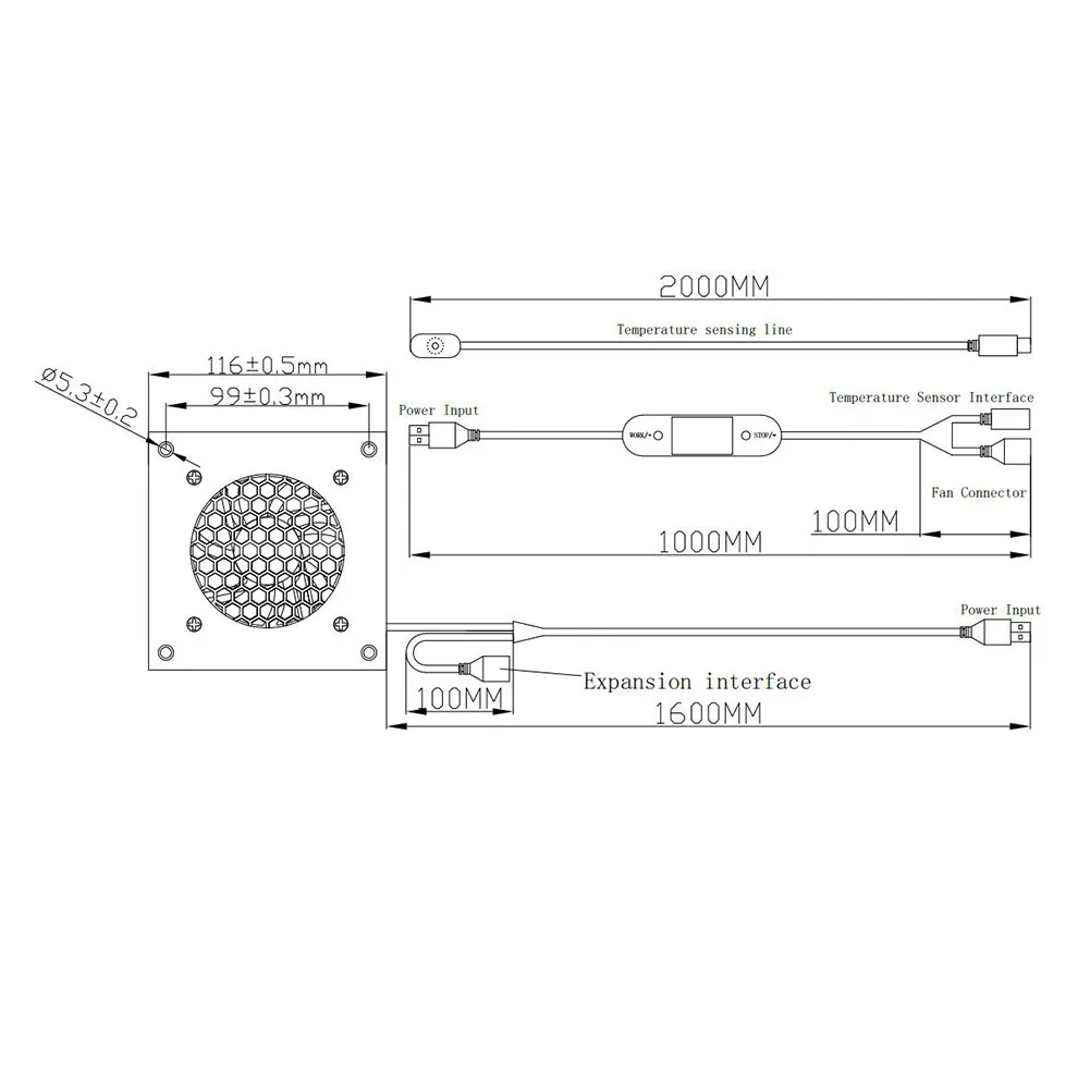 USB Temperature Controlled Cooling Fan 10 Speeds 0-60C 4 6 Inch Quiet Airflow For Heatsink For Exhaust Server Rack Industrial