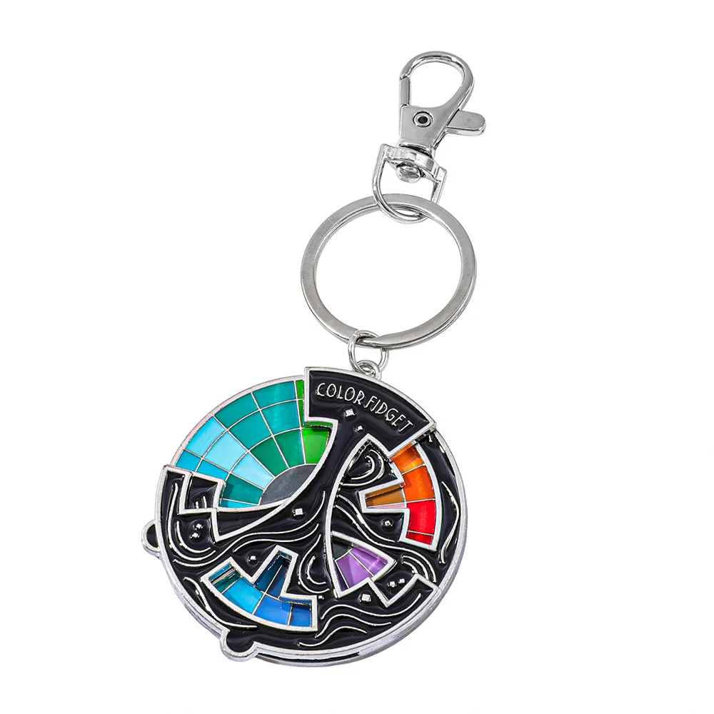 Color Fidget Wheel Keychain Enamel Pin Twenty Colors Wheel Relieving Anxiety Enamel Art Keychains Funny Creative Accessories