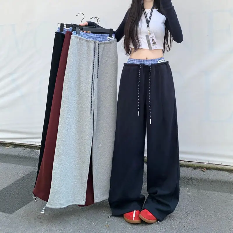 Mädchen Herbst Winter Boden Hosen Jogginghose Lose Breite Bein Hosen Drapieren Gerade Bein Hosen Weibliche Hohe Taille Jogginghose Großhandel
