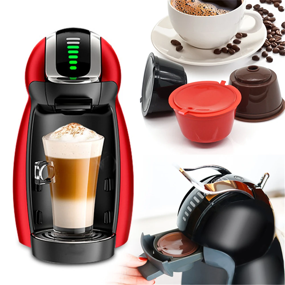 6pcs Refillable Coffee Cup Filter With Brush Spoon Capsule Shell Reusable Coffee Cup Holder Pod Strainer For Nescafe Dolce Gusto