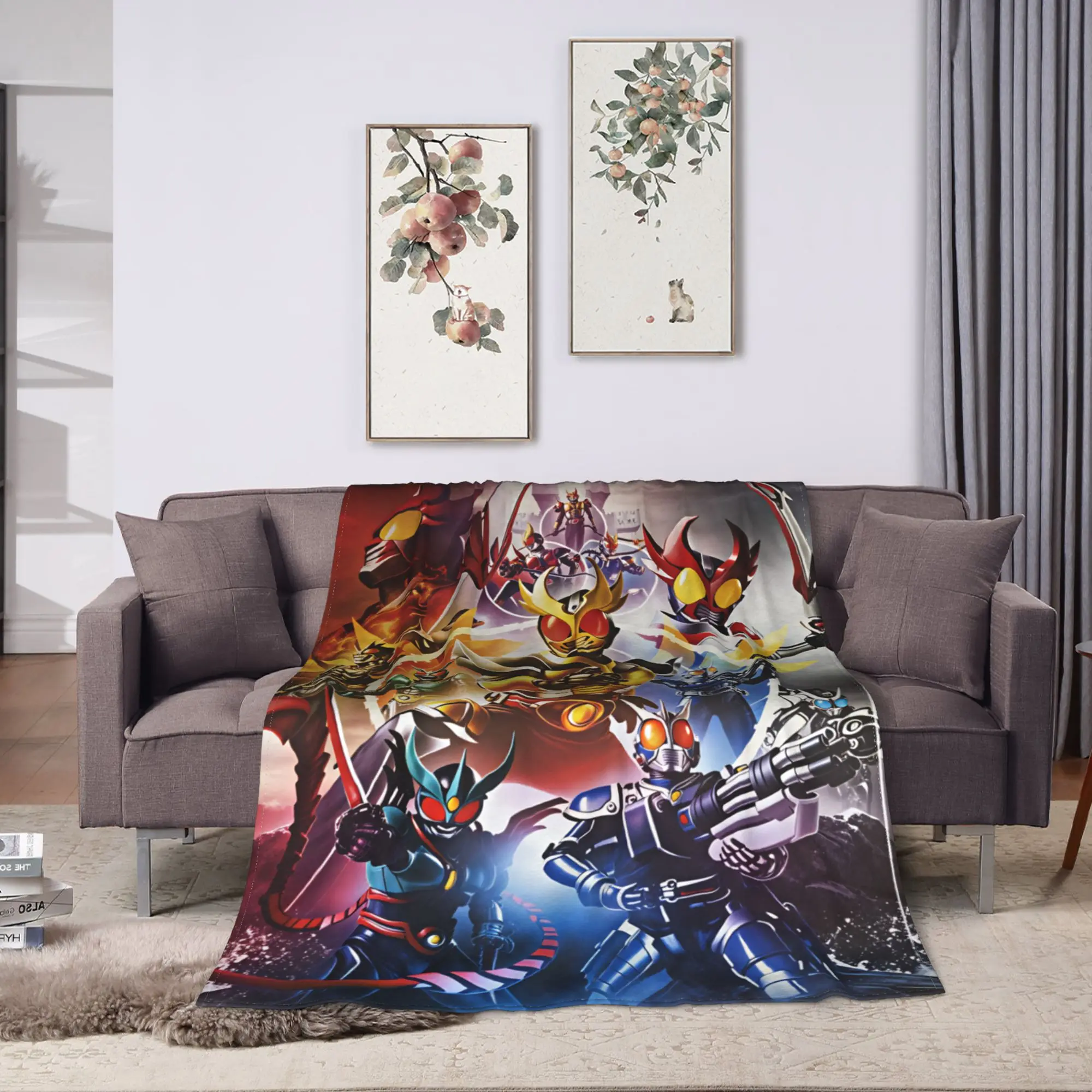 Kamen Rider  Super Warm Blanket  Decorative Plush Throw Blanket Funny Couch Chair Flannel Bedspread Sofa Bed Cover