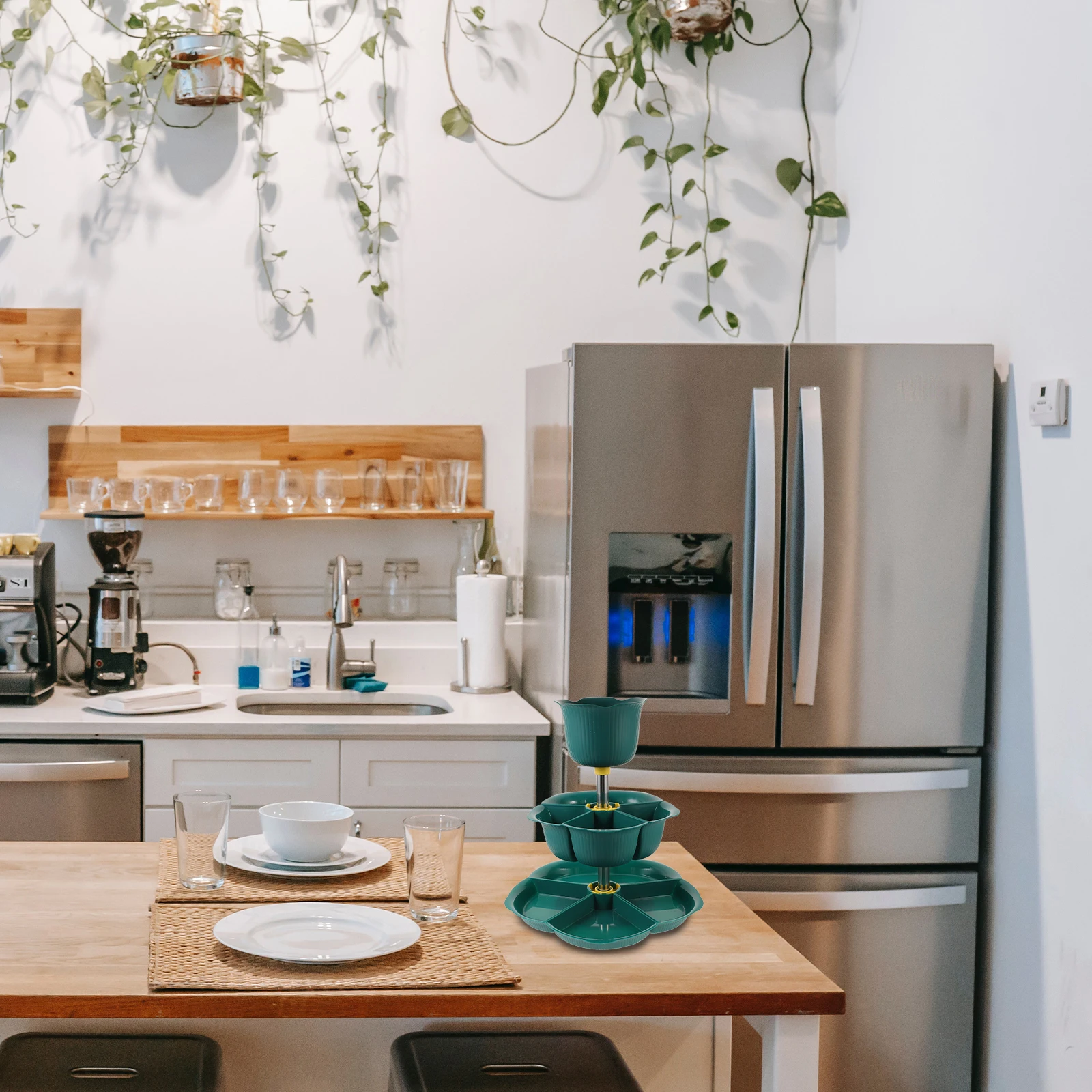 

Multi-Layer Snack Platter PP Steel Tube Transparent Rotatable Candy Dried Fruit Nuts Storage Tray Household Snack Display