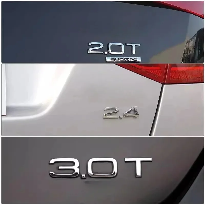 3D ABS Letters Car Styling Rear Trunk Badge 1.8T 2.0T 3.0T Emblem Logo For Audi A3 A4 A5 A6 A7 A8 Q2 Q3 Q5 Q7 Q8 Car Accessories