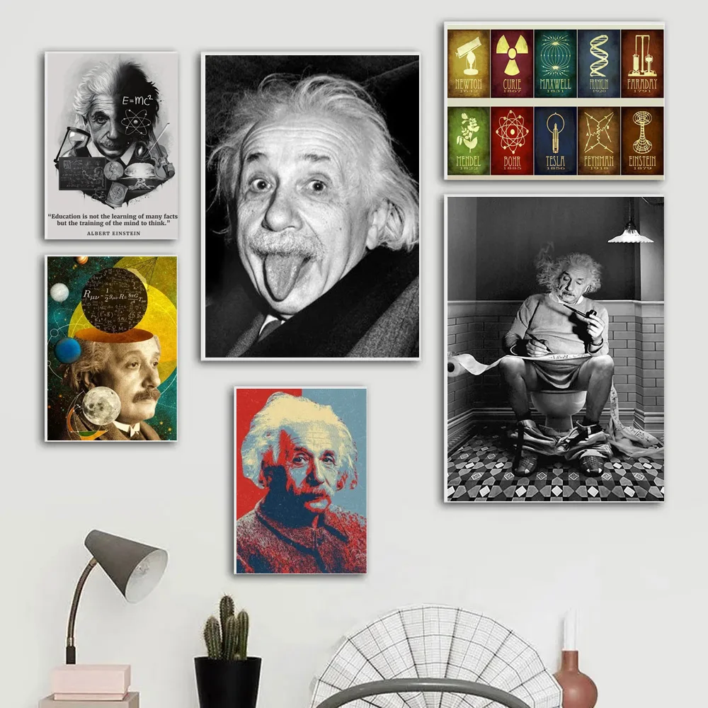 A-Albert Great E-einstein Think Different Scientist Quotes Poster Prints Canvas Painting Wall Art Picture Living Room Home Decor