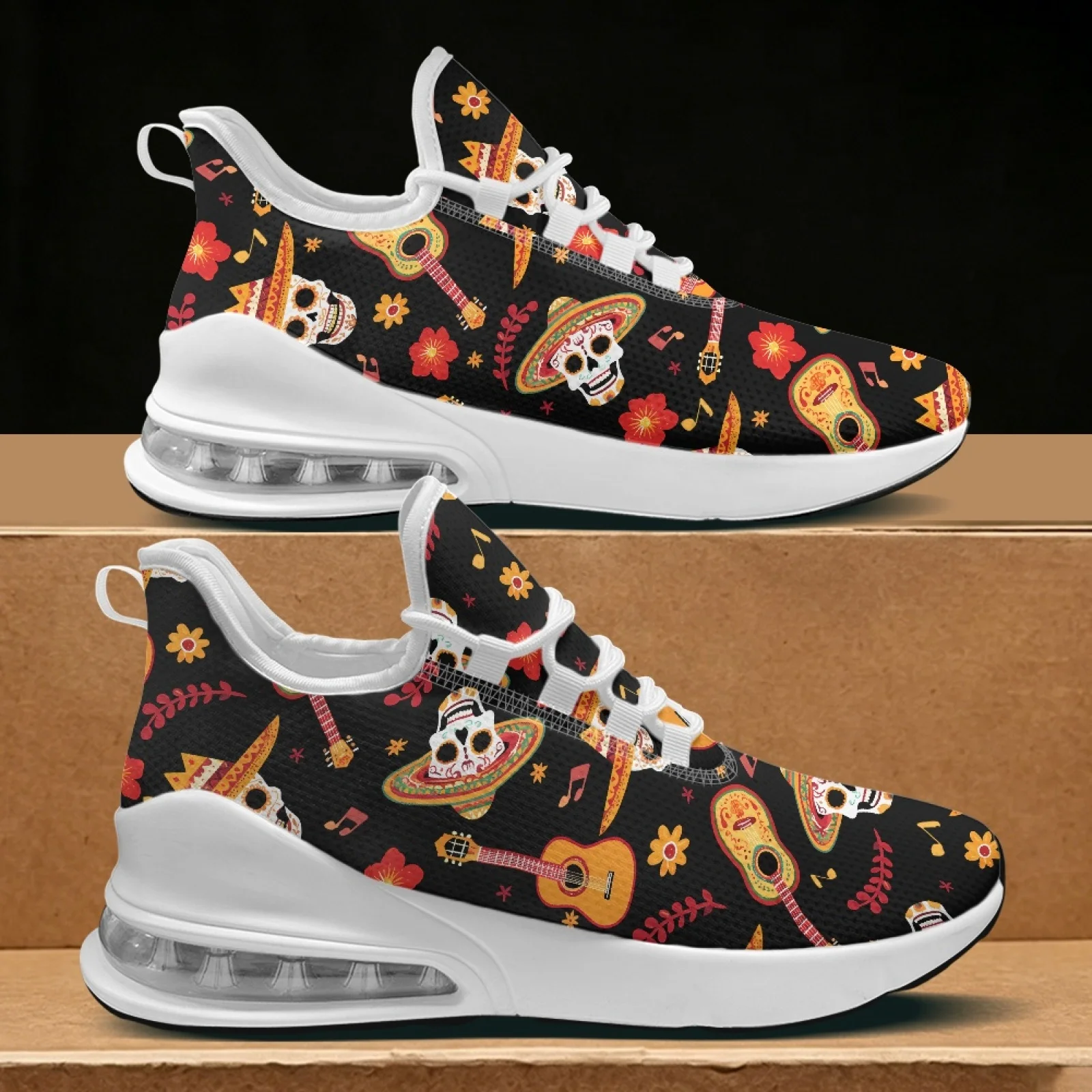 PENSTROLL Skull and Floral Fashion Womens Sneakers for Teenagers Walking Sports, Breathable Running Shoes for Women - view 2