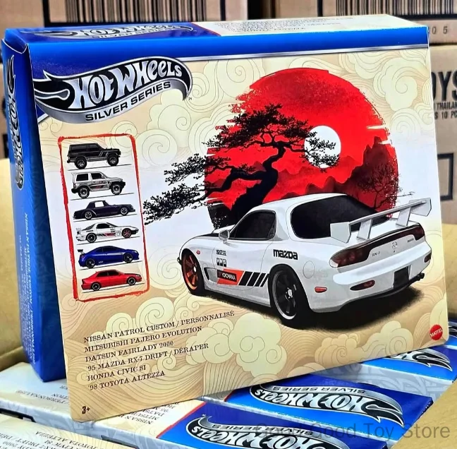 New Genuine Hot Wheels Premium Car Silver Series Toys 1/64 Diecast Nissan Datsun Mitsubishi Evolution Honda Civic Model Car Toys