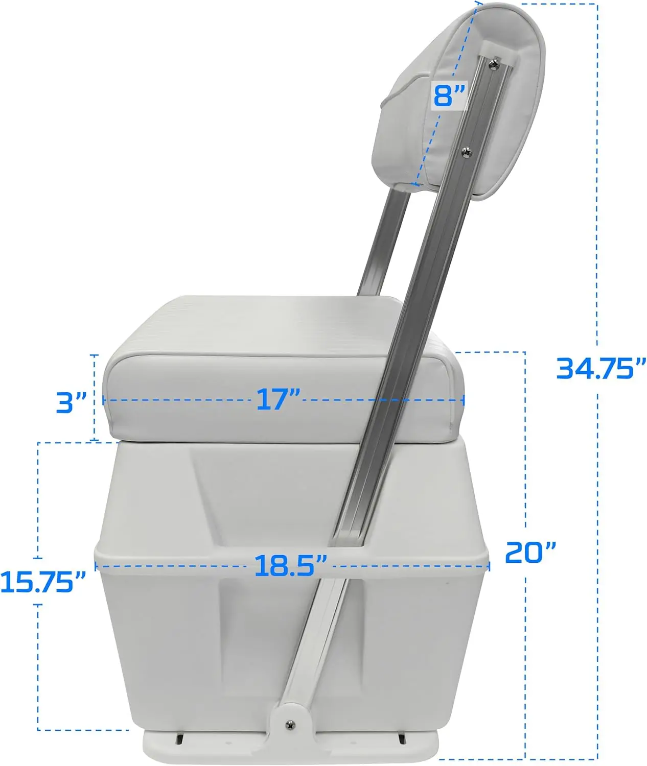 8WD156-784 Sedile refrigerante con schienale oscillante offshore, 70 quarti, bianco Brite